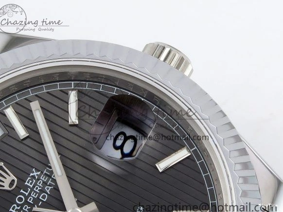 MiroTime 0418 SportInspired DayDate 40 SS JDF 904L Steel Gray Textured Stick Dial on President Bracelet VR3255 V3 (Gain Weight) 1437